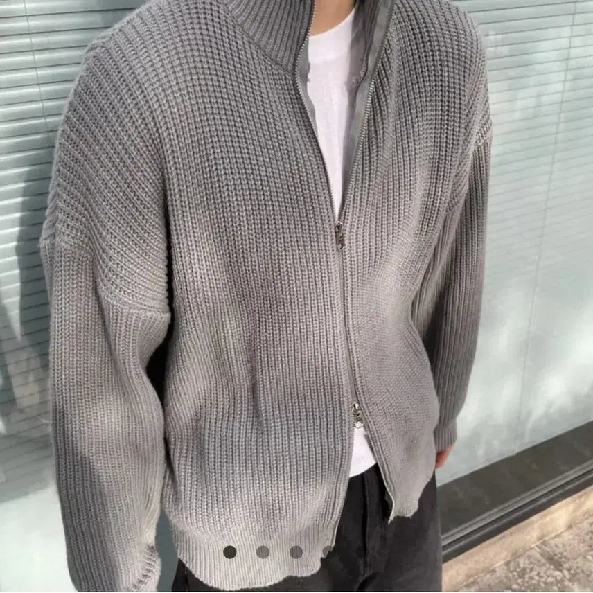 [BUNJANG] Two-Way Zip-Up Cardigan 100-105 Size Grey / 투웨이 집업 가디건 100~105사이즈 그레이