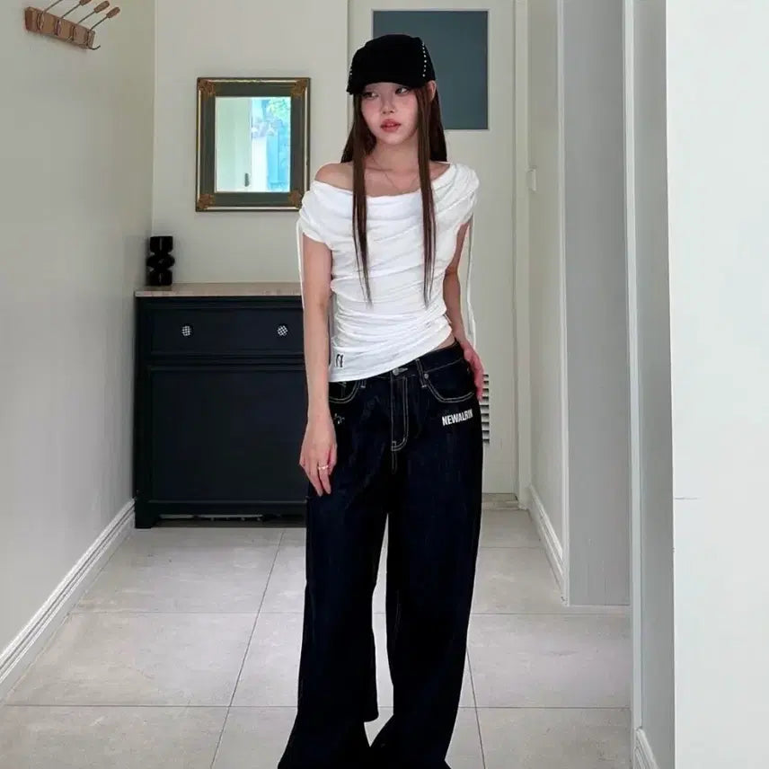 [BUNJANG] NewEarLin Drape Boatneck Top / 뉴얼린 드레이프 보트넥 탑