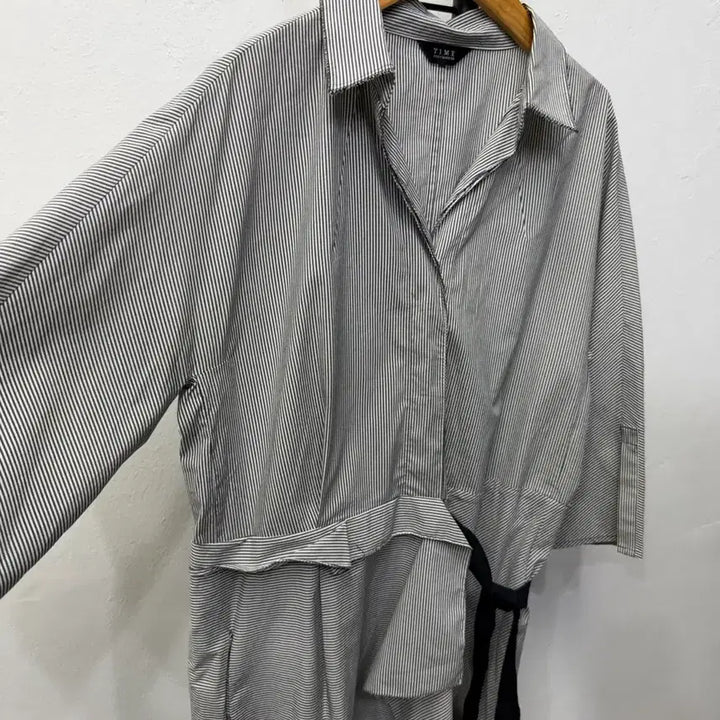 [BUNJANG] TIME (Hansem) Striped Wrap Shirt Dress / 정품) TIME 타임 한섬 스트라이프 랩 셔츠 원피스 82