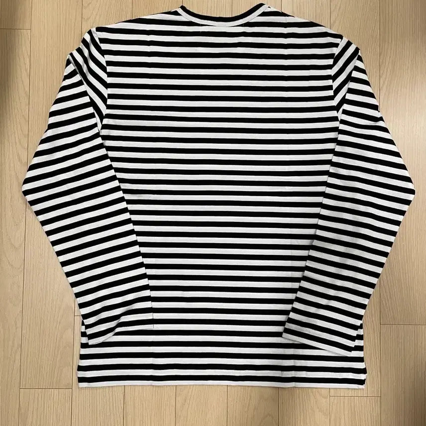 [BUNJANG] Comme des Garçons Red Heart Patch Border Tee Striped T-shirt Black L / [거의 새제품] 꼼데가르송 레드와펜 보더티 스트라이프티 블랙 L