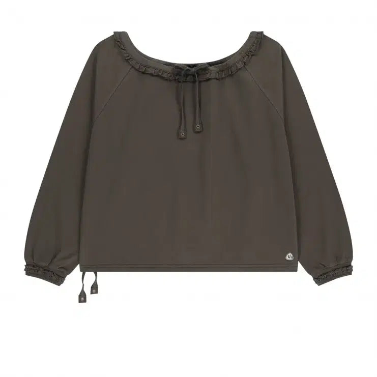 [BUNJANG] Koiseio Drawstring Longsleeve Charcoal One Size / 코이세이오 드로우 스트링 롱슬리브 차콜 1size