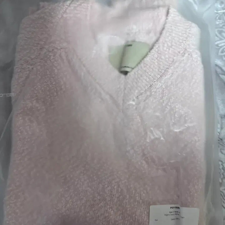 [BUNJANG] Pottery Slub V-Neck Knit Light Pink 2 / 포터리 슬럽 브이넥 니트 라이트핑크 2 새상품