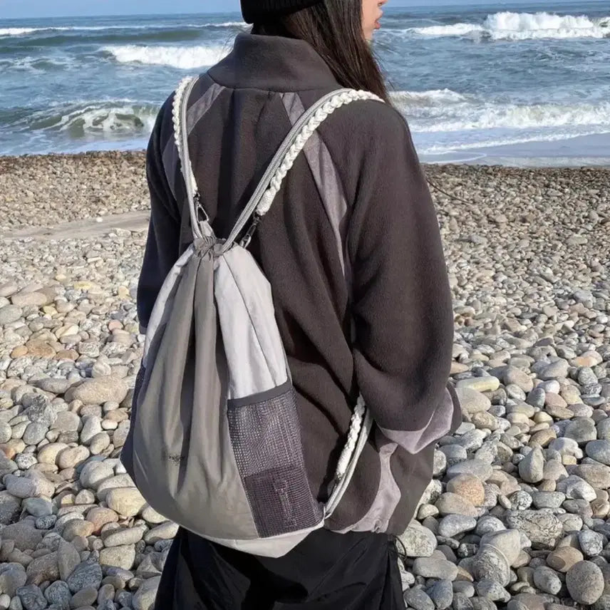 [BUNJANG] Wave Handmade Gym Sack Backpack - Gray / Wave Handmade Gym Sack - Gray 백팩