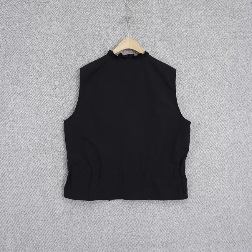 [BUNJANG] Nylon Zip-up Vest with Pearl Buttons (Black) / 여성 진주버튼 바스락 나일론 집업 조끼 77size