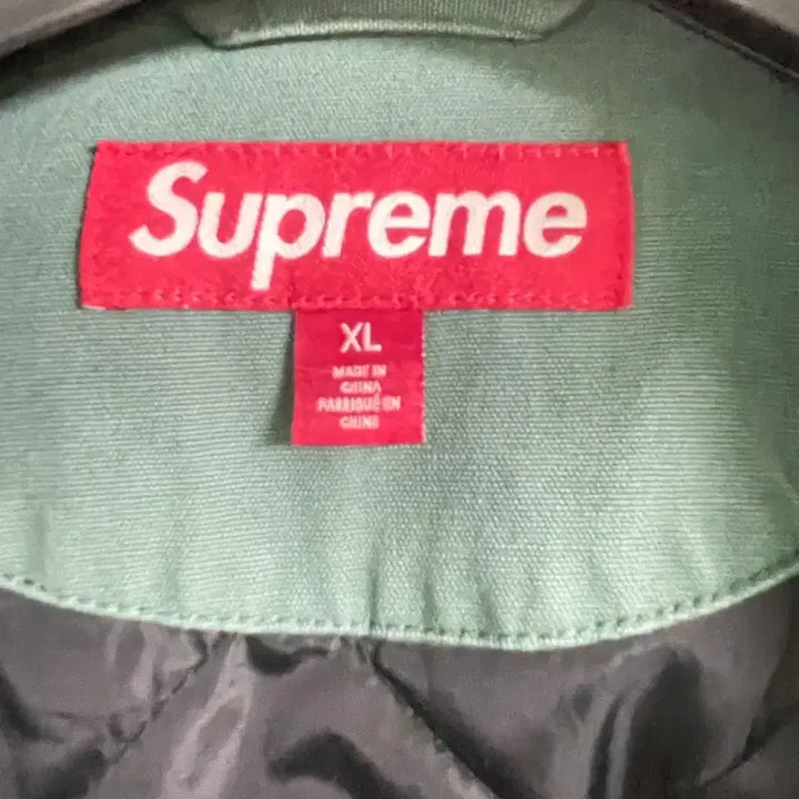 [BUNJANG] Supreme Leather Collar Utility Jacket - Green / [XL] 23FW 슈프림 레더 칼라 유틸리티 자켓 그린