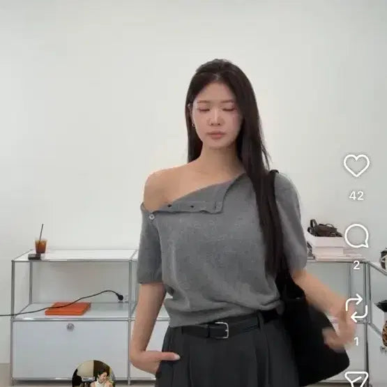 [BUNJANG] LovemeU Nemo Cashmere Knit Top / 러브미우 니모캐시미어 니트 (차콜)
