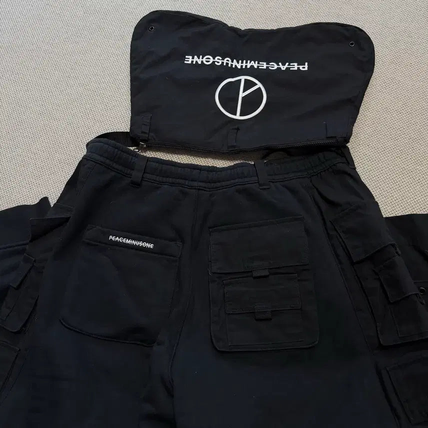[BUNJANG] Nike x Peaceminusone Wide Cargo Pants Black / 나이키 x 피스마이너스원 와이드 팬츠 블랙