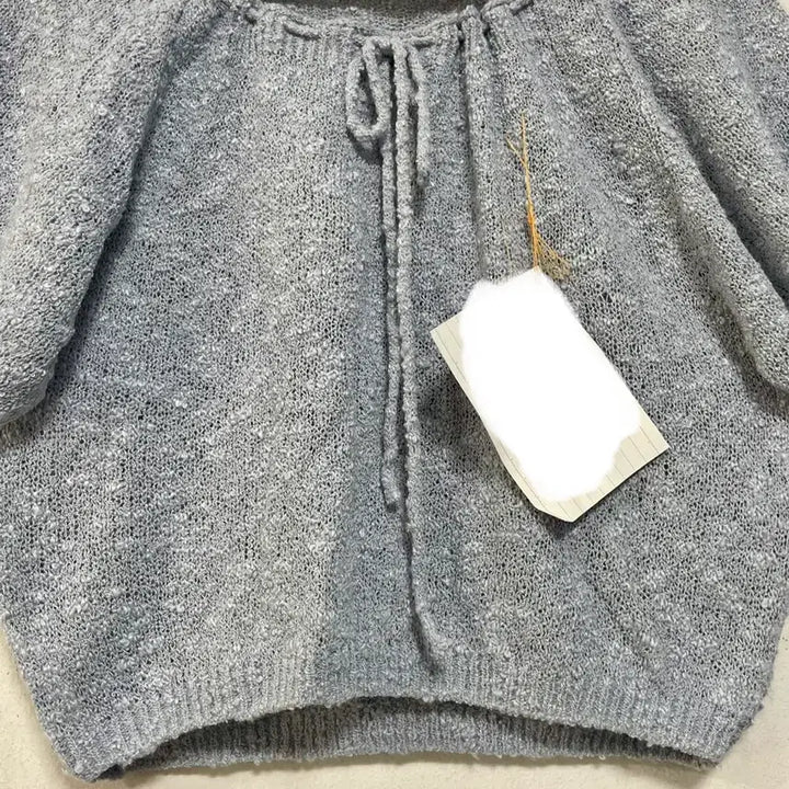 [BUNJANG] N6234 Shirred Knit Crop Top / 특가새)N6234 셔링 끈 니트.크롭.반팔