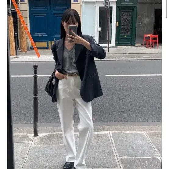 [BUNJANG] LeMore White Denim Straight Jeans / 르모어 화이트데님 L (허리수선)