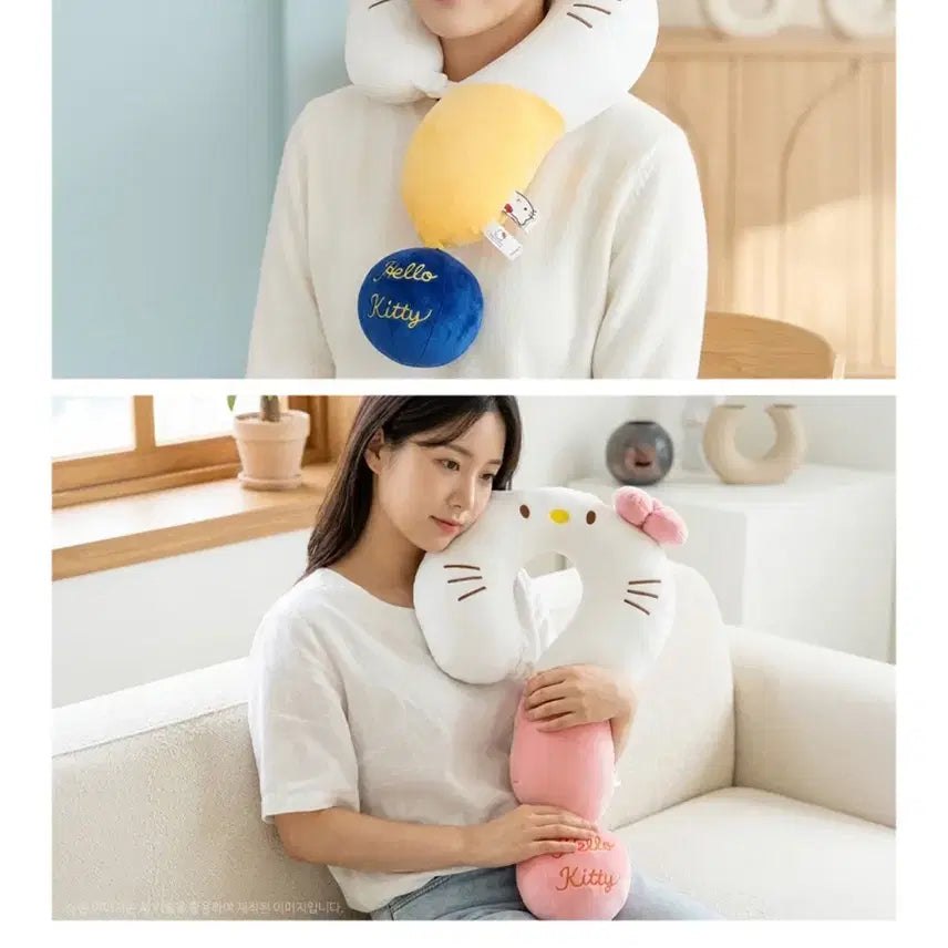 [BUNJANG] 키티 물음표 쿠션 목베개 핑크 바디필로우(새상품) / 키티 물음표 쿠션 목베개 핑크 바디필로우(새상품)
