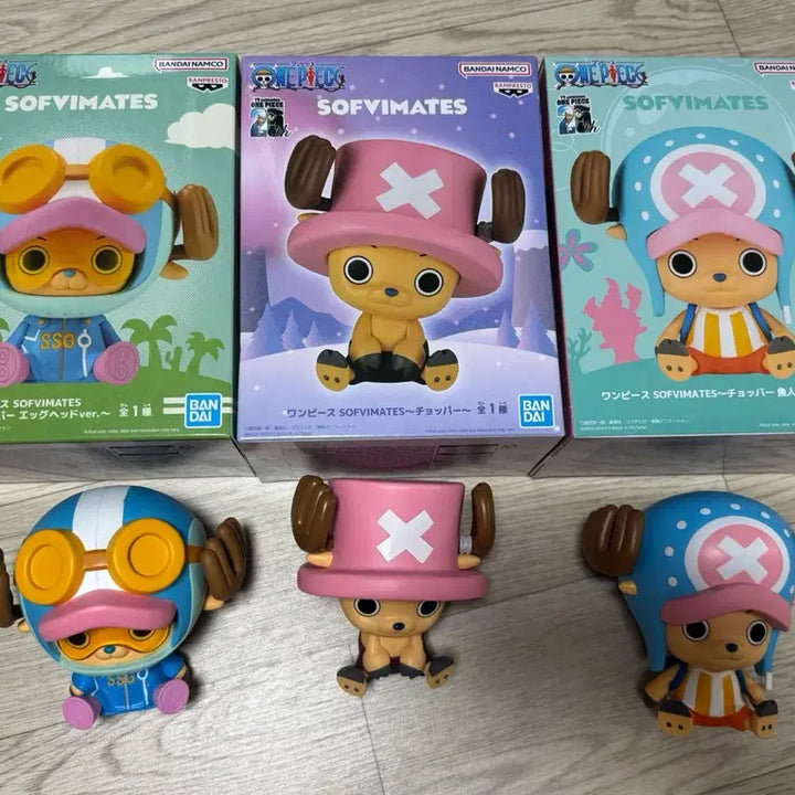 [BUNJANG] One Piece Soft Sofubi Mate Chopper Set of 3 / [개봉양품] 원피스 소프비메이트 쵸파 3종 일괄 판매