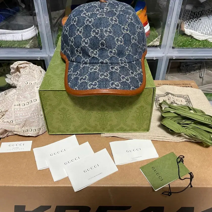 [BUNJANG] Gucci GG Pattern Denim Baseball Cap / [XL] 구찌 GG 패턴 데님 베이스볼 캡