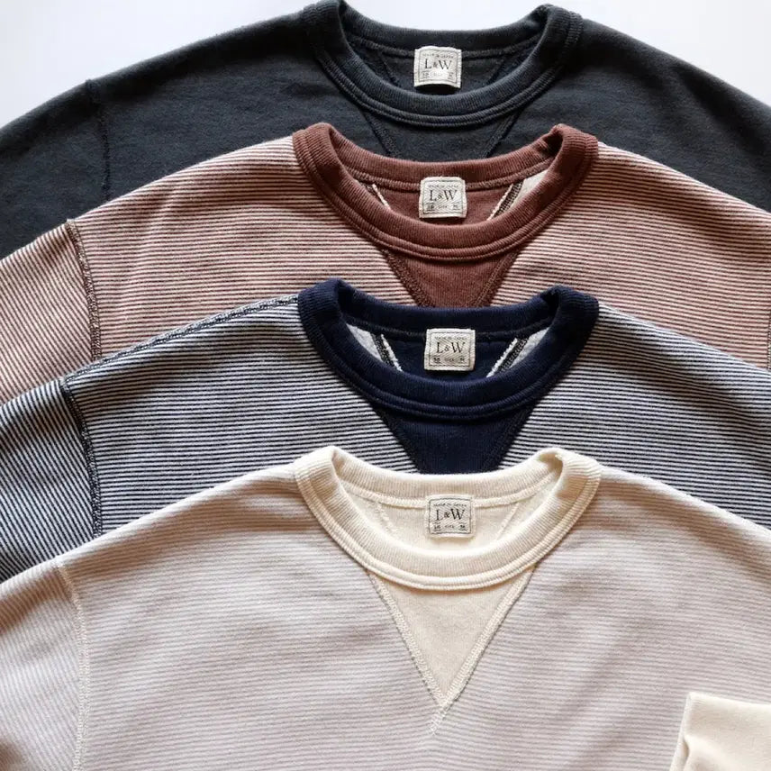 [SOLD OUT] 루프앤웨프트 그레이 핀보더 스웻셔츠 L(100)