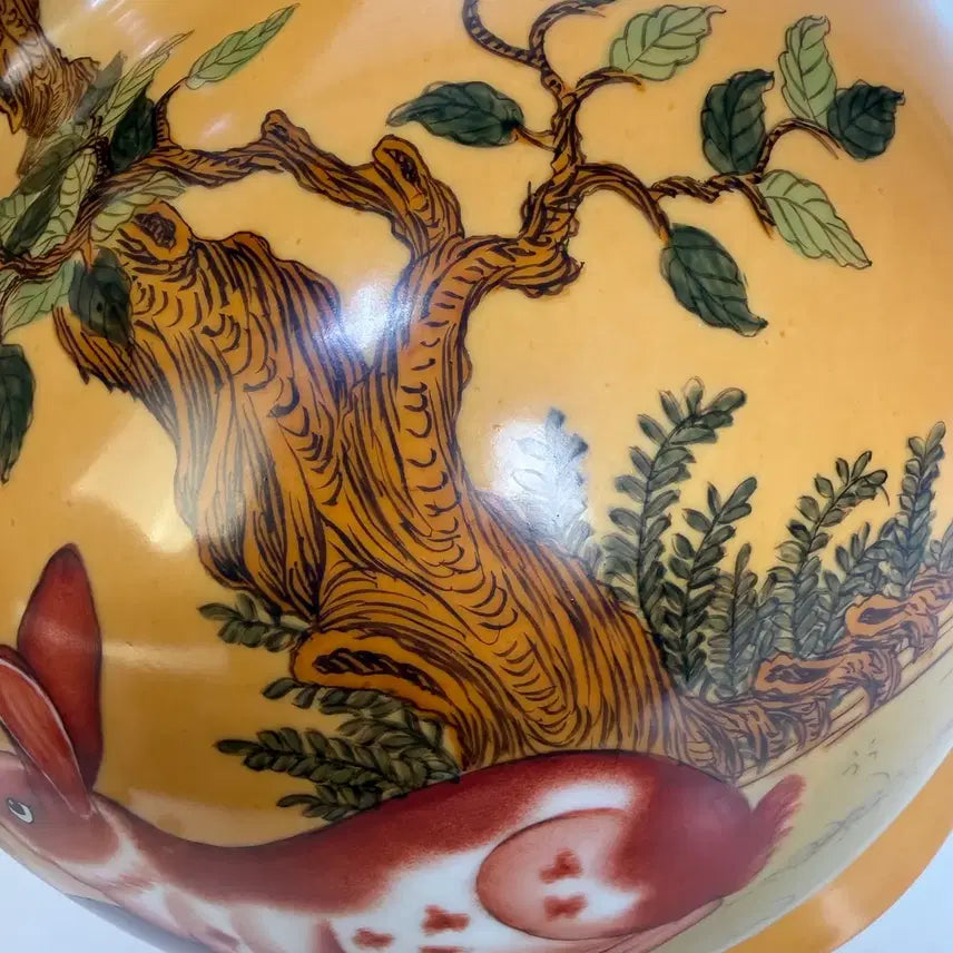 [BUNJANG] Lang Xueling Rabbit Motif Gourd Vase / 랑세령 분체 토끼문 호로병