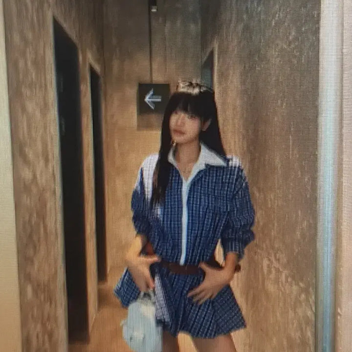 [BUNJANG] Checkered Mini Dress Set / (해외배송)체크 미니 원피스 +반바지+ 벨트 +숄 세트