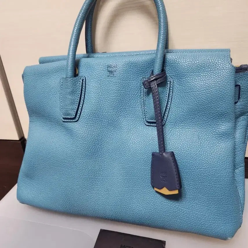 [BUNJANG] MCM Blue Leather Tote Bag / MCM 블루 레더 토트백