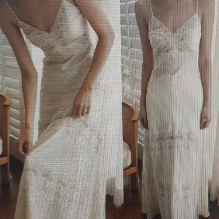 [BUNJANG] Ivory/Beige Lace Long Dress / (해외배송)아이보리/베이지 레이스 롱  원피스