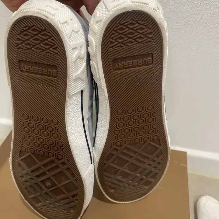 [BUNJANG] Burberry Check Cotton Sneakers - Gray (Size 41.5) / 버버리 체크 코튼 스니커즈 - 그레이 41.5
