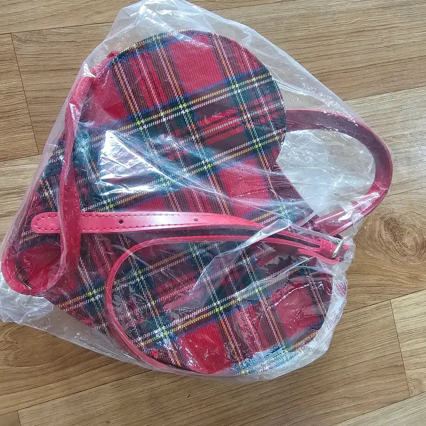 [BUNJANG] Heart Tartan Check Bag / 하트 타탄체크 가방