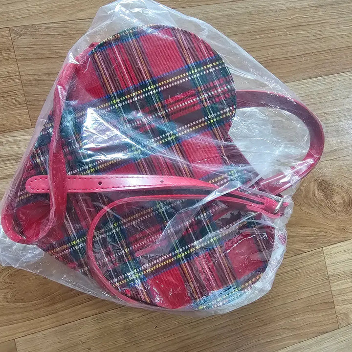 [BUNJANG] Heart Tartan Check Bag / 하트 타탄체크 가방