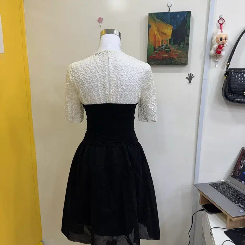 [BUNJANG] Sandro Layered Lace Dress / 산드로 레이스 레이어드 원피스 44~55 / 블랙 화이트 뷔스티에