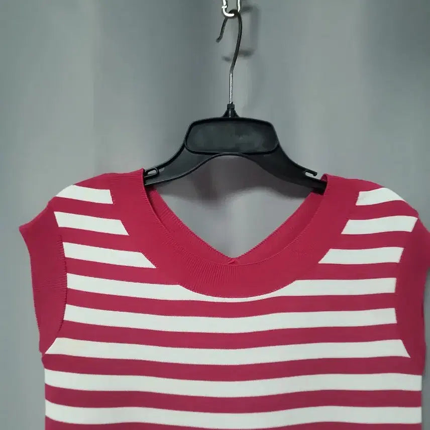 [BUNJANG] Striped Sleeveless Knit Top / 단가라 민소매 니트