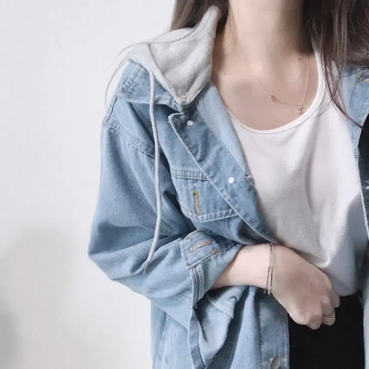 [BUNJANG] Vintage Denim Jacket / 후드빈티지 데님자켓 프리사이즈