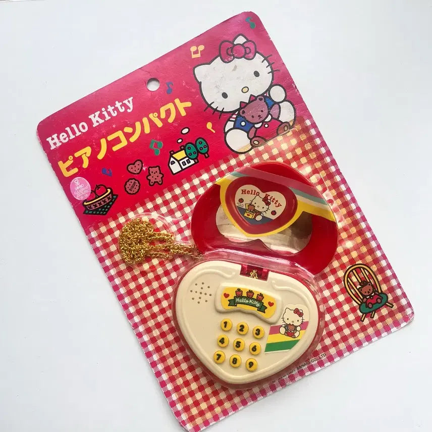 [BUNJANG] 1976-1991 Hello Kitty Piano Compact Toy / 일본 정품 고전 헬로키티 피아노 콤팩트 장난감 문구