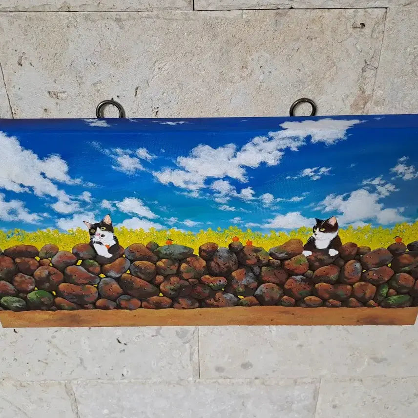 [BUNJANG] Resting Cat Acrylic Painting Frame / 돌담 위에 쉬고있는 냥이 아크릴 그림액자입니다
