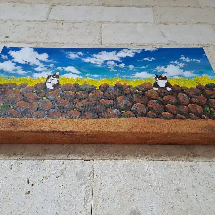 [BUNJANG] Resting Cat Acrylic Painting Frame / 돌담 위에 쉬고있는 냥이 아크릴 그림액자입니다