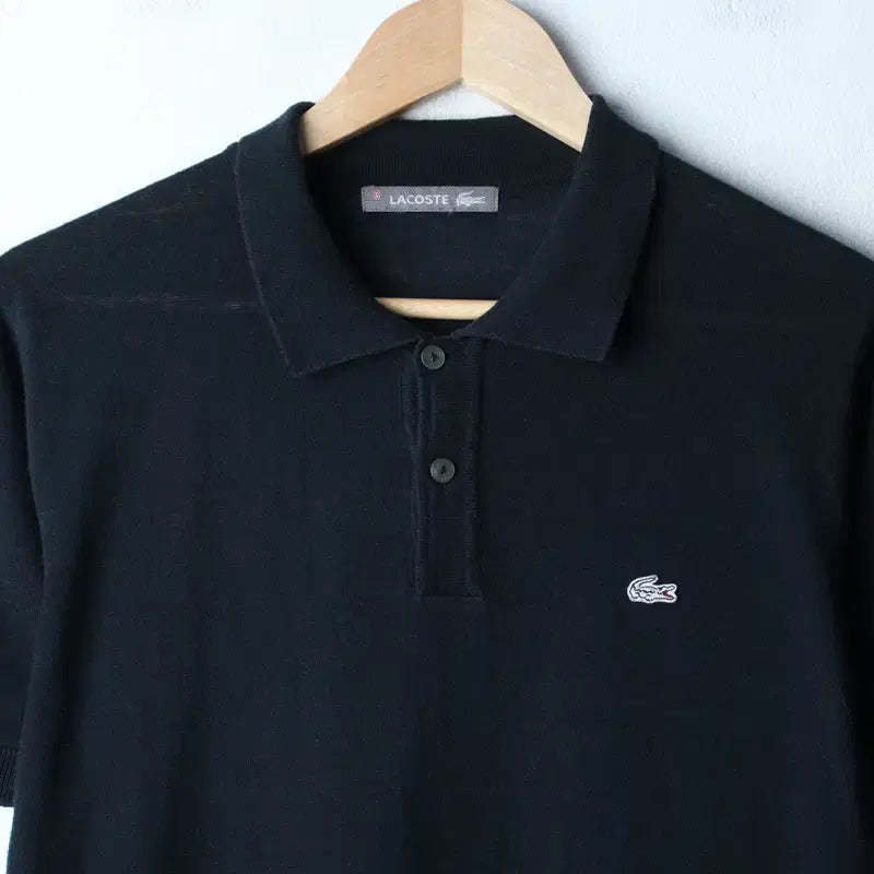 [BUNJANG] Lacoste Charcoal Knit Polo T-Shirt / (M) 라코스테 반팔 카라 티셔츠 니트 차콜 무지 놈코어-185BF