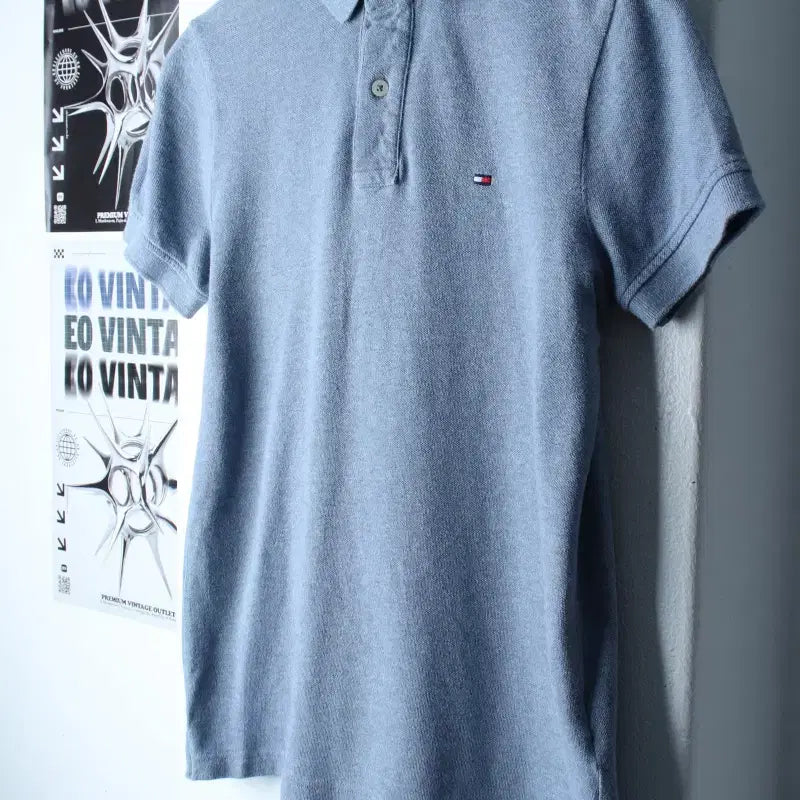 [BUNJANG] Tommy Hilfiger Small Logo Polo Shirt / (XS-S) 타미힐피거 반팔 카라 티셔츠 스몰로고 블루-185CB