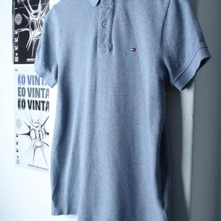 [BUNJANG] Tommy Hilfiger Small Logo Polo Shirt / (XS-S) 타미힐피거 반팔 카라 티셔츠 스몰로고 블루-185CB
