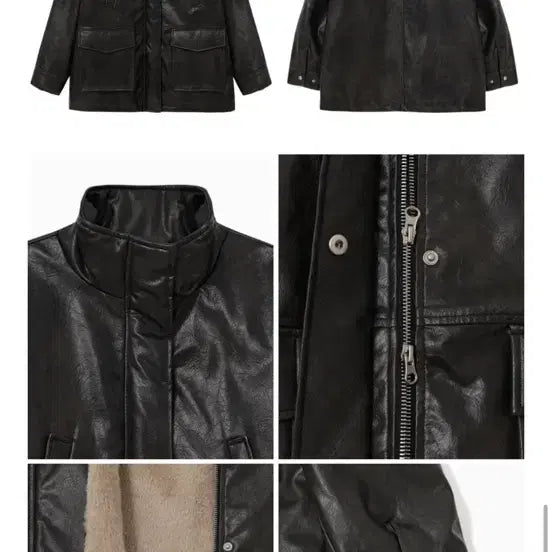 [BUNJANG] Ethmont Faux Leather Fur Coat / 에트몽 레더 퍼 코트