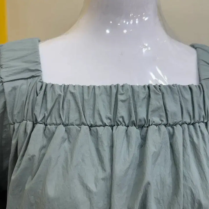 [SOLD OUT] 여성 퍼프소매 스퀘어넥 롱원피스 민트 바스락 루즈핏 데일리 원피스
