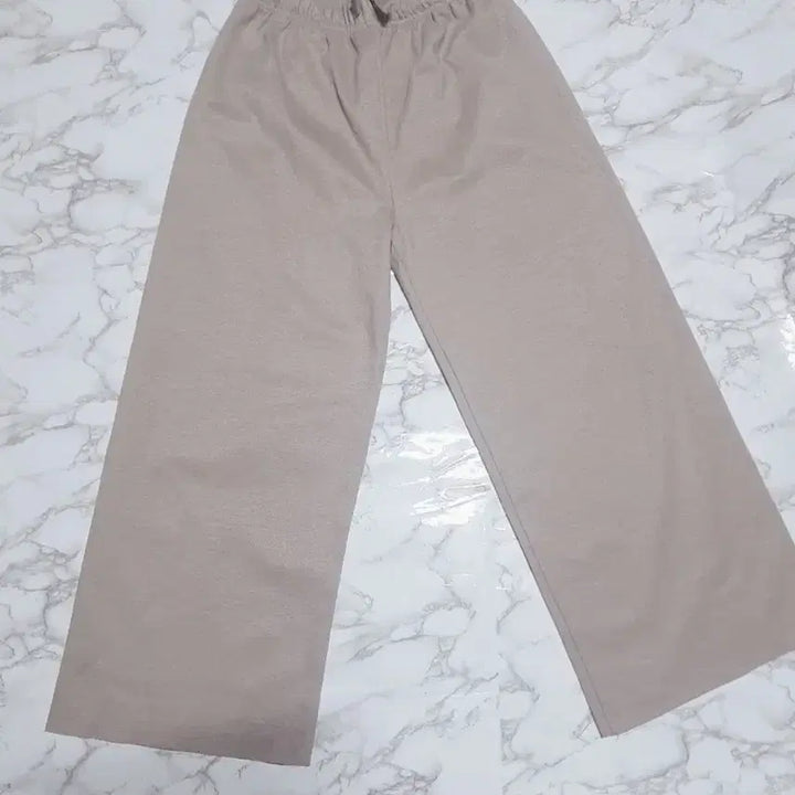 [BUNJANG] Beige Wide Banded Cotton Pants / 베이지색 와이드 밴딩 면바지