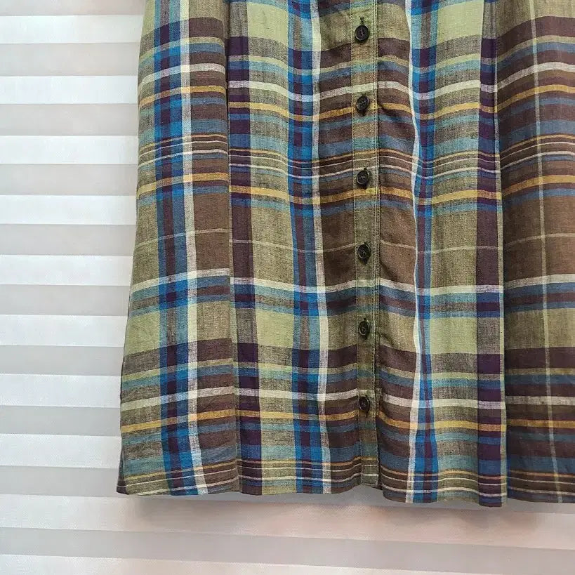[SOLD OUT] BCBG> 린넨100 체크 셔츠 원피스
