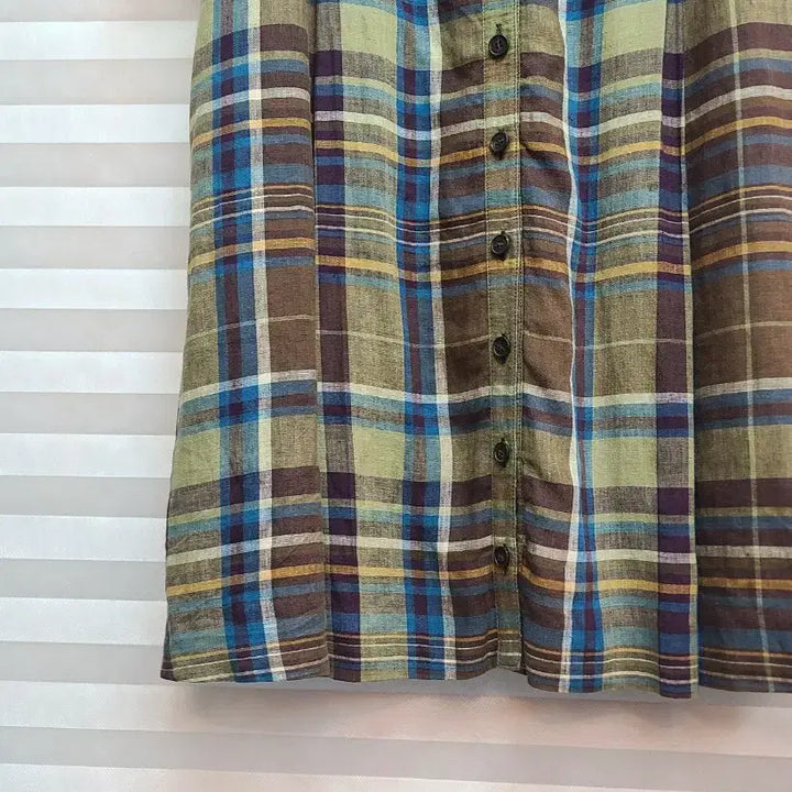 [SOLD OUT] BCBG> 린넨100 체크 셔츠 원피스