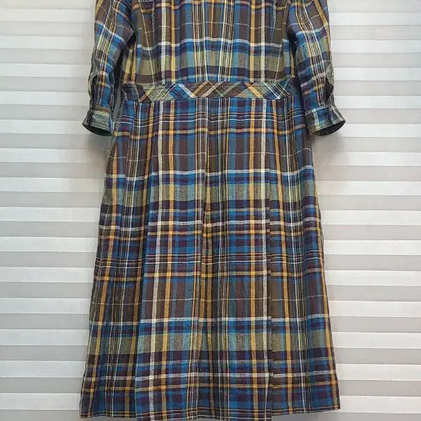 [SOLD OUT] BCBG> 린넨100 체크 셔츠 원피스