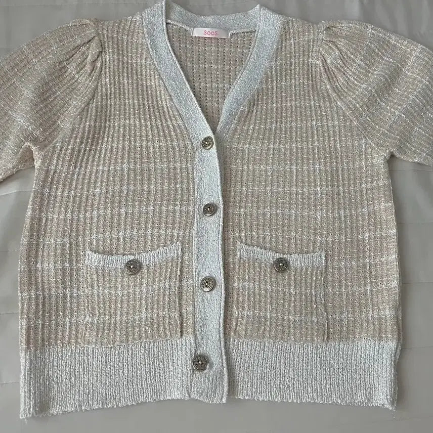 [BUNJANG] Soos Tweed Short-Sleeve Cardigan / Soos 트위드 반팔 가디건