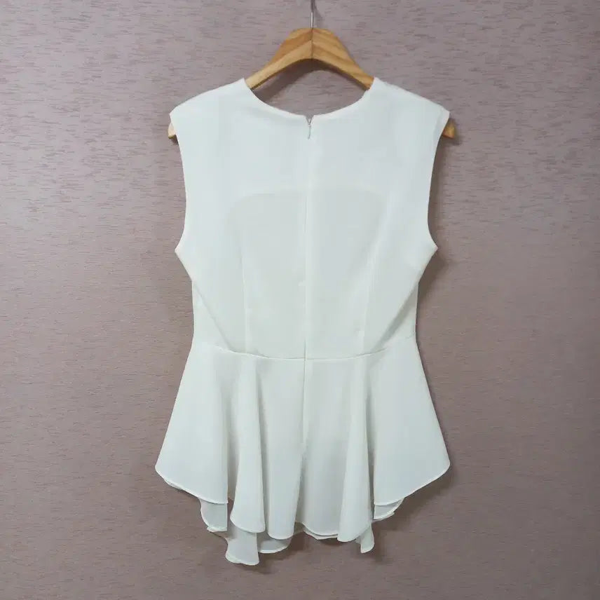 [BUNJANG] B4-27 White Chiffon Asymmetric Blouse / B4-27/쉬폰배색 화이트 언블란스 블라우스 여성
