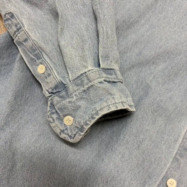 [BUNJANG] Lafarge Store Oversized Light Blue Shirt / 라퍼지 스토어 오버핏 연청 긴팔 데님 셔츠 청남방 팝니다