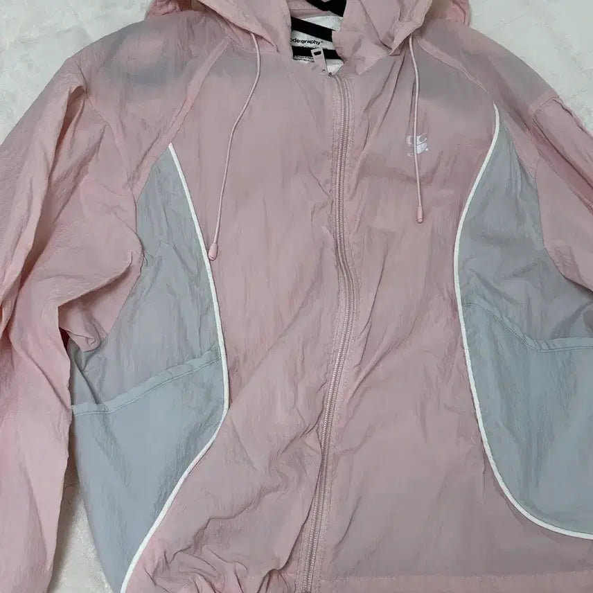 [BUNJANG] Code:Graphy Pink See-through Windbreaker S Size / 코드그라피 핑크 시스루 바람막이 S사이즈