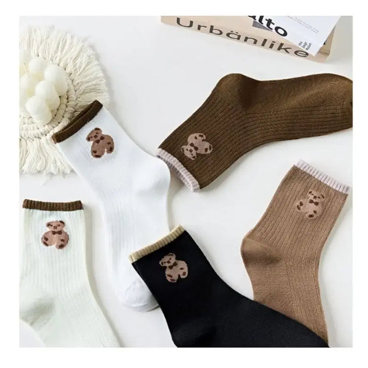 [SOLD OUT] 곰돌이 자수 골지 양말세트(새상품)