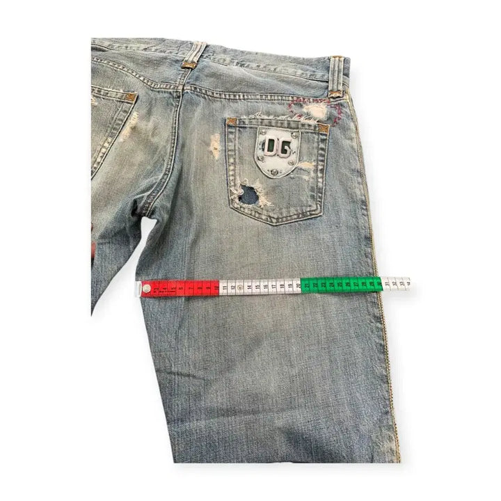 [BUNJANG] Dolce &amp; Gabbana Silver Logo Washed Denim Jeans / 50)돌체앤가바나 은장로고 데미지 워싱 연청 청바지 데님팬츠