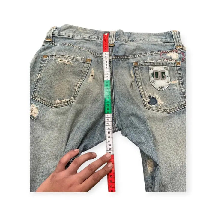 [BUNJANG] Dolce &amp; Gabbana Silver Logo Washed Denim Jeans / 50)돌체앤가바나 은장로고 데미지 워싱 연청 청바지 데님팬츠