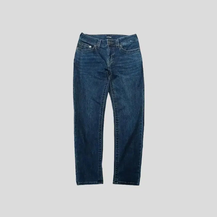 [BUNJANG] True Religion Slim Straight Jeans / 트루릴리전 중청워싱 네이비 스티치 슬림 스트레이트핏 스트레치 청바지 데님