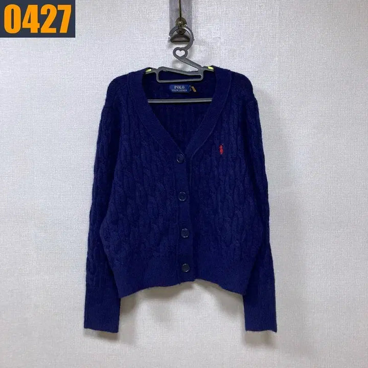 [BUNJANG] 90 POLO 폴로 랄프로렌 신형로고 꽈배기 네이비 니트 가디건 S / 90 POLO 폴로 랄프로렌 신형로고 꽈배기 네이비 니트 가디건 S
