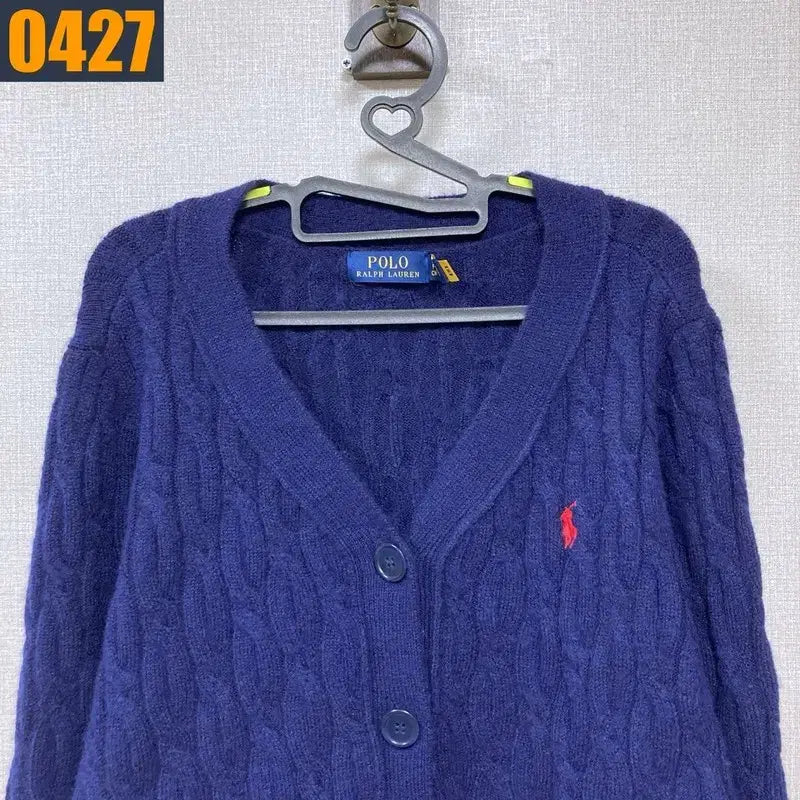 [BUNJANG] 90 POLO 폴로 랄프로렌 신형로고 꽈배기 네이비 니트 가디건 S / 90 POLO 폴로 랄프로렌 신형로고 꽈배기 네이비 니트 가디건 S