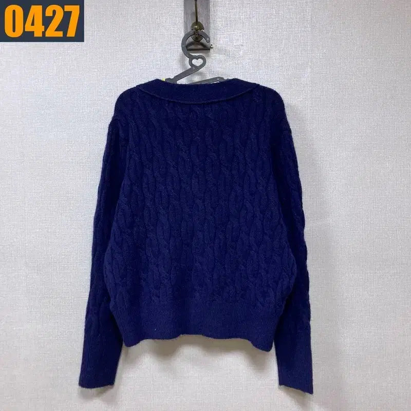 [BUNJANG] 90 POLO 폴로 랄프로렌 신형로고 꽈배기 네이비 니트 가디건 S / 90 POLO 폴로 랄프로렌 신형로고 꽈배기 네이비 니트 가디건 S